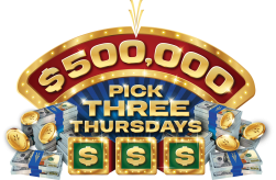 $500,000 pick three thursday logo
